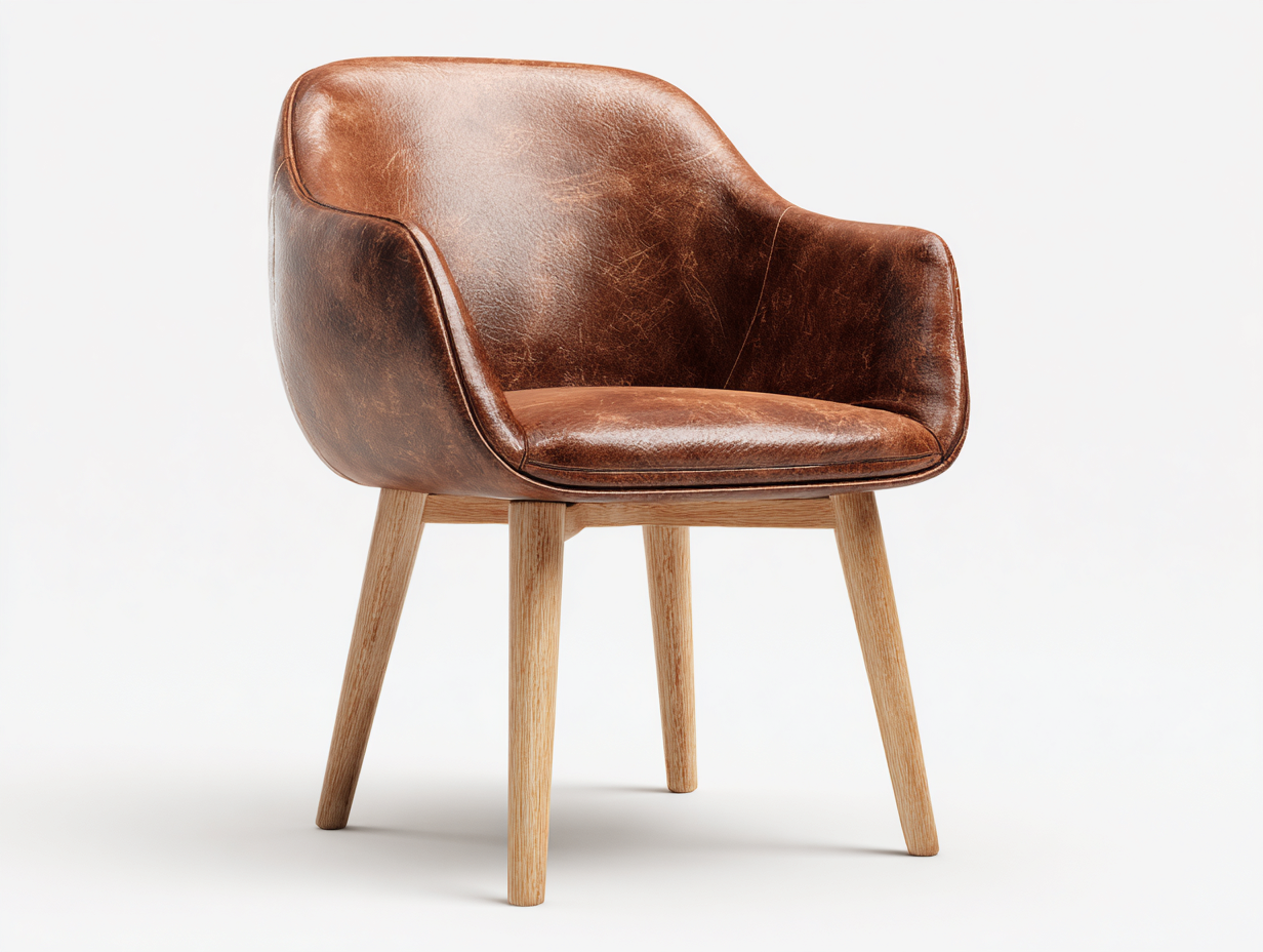 Sillas de comedor 55x60x80 cm cuero sintético marrón patas de madera maciza - diseño moderno con reposabrazos-Zitaostudio