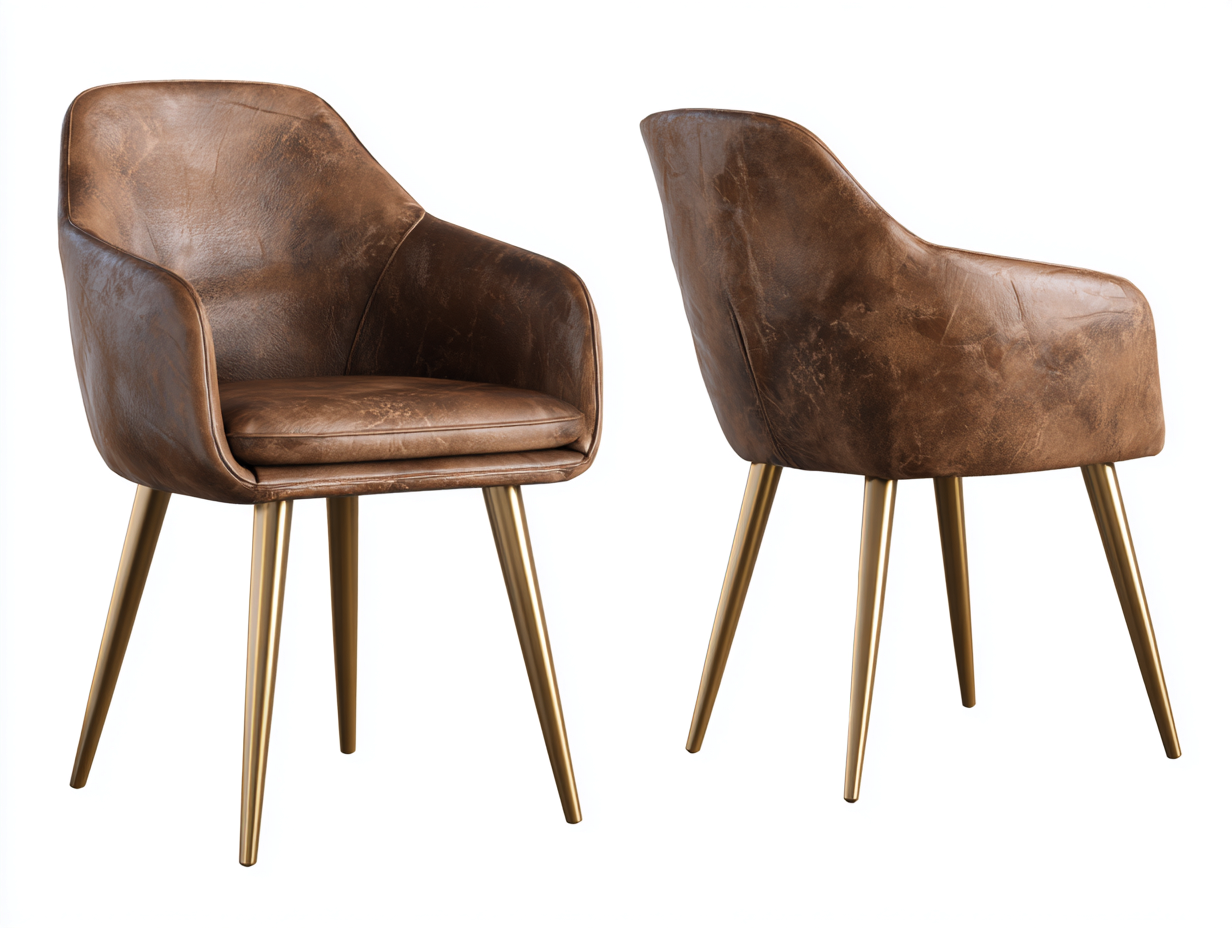 Sillas de comedor silla tapizada en cuero sintético patas metálicas 55x60x82 cm - marrón - diseño moderno-Zitaostudio