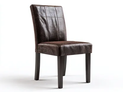 Sillas de comedor tapizado cuero sintético con patas madera 45x55x90 cm - marrón - diseño clásico para comedor-Zitaostudio