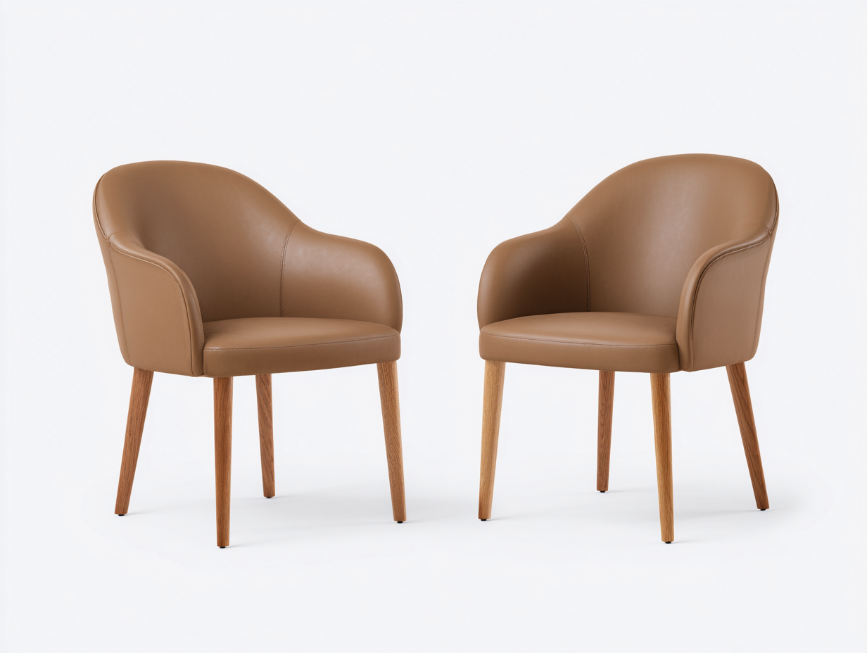 Sillas de comedor cuero sintético 55x58x80 cm marrón diseño moderno-Zitaostudio
