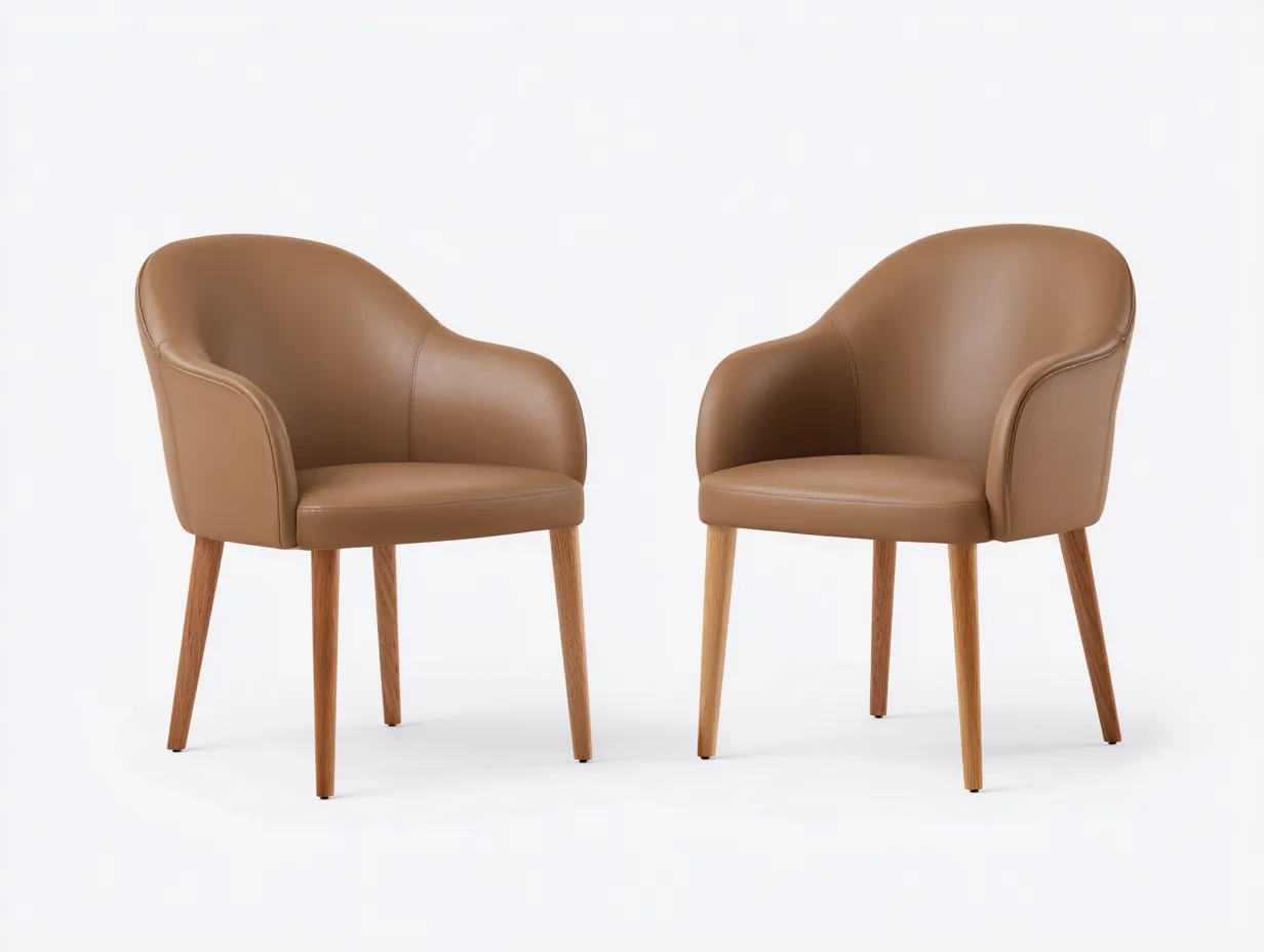 Sillas de comedor cuero sintético 55x58x80 cm marrón diseño moderno-Zitaostudio