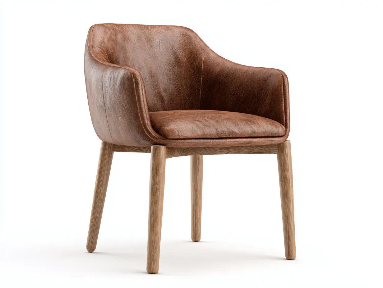 Sillas de comedor silla tapizada en cuero sintético con patas de madera 54x58x80 cm - marrón - diseño moderno-Zitaostudio