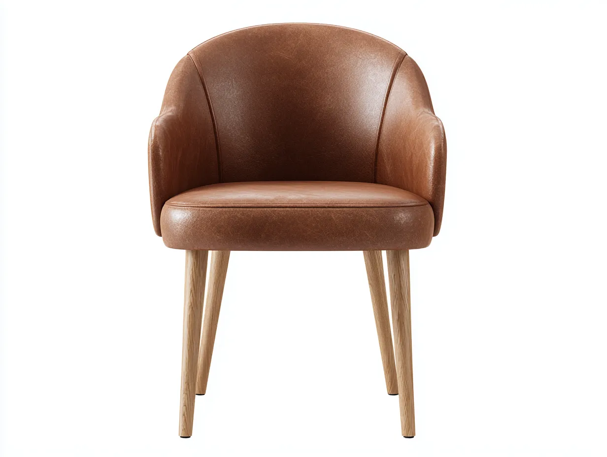 Sillas de comedor tapizado cuero sintético con patas madera 48x55x82 cm - marrón - diseño moderno para comedor-Zitaostudio