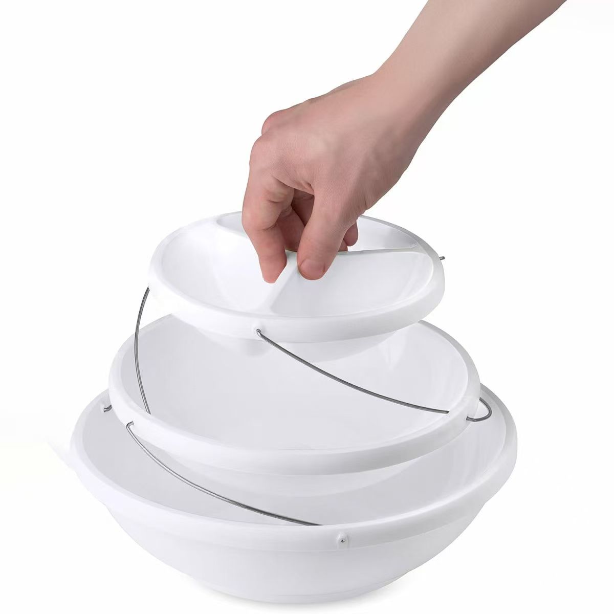 3-Tier Foldable Serving Bowl, Collapsible Snack and Fruit Tray, Space Saving Party Food Organizer for Salad, Chips, Nuts