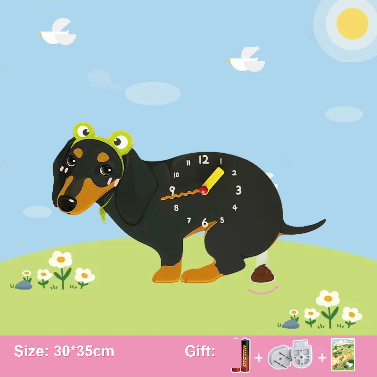 Dog Wall Clock / Pendulum Clock / Pet Shaped Decorative Wall Clock / Battery Operated Animal Clock / Home Living Room Bedroom Office Decor