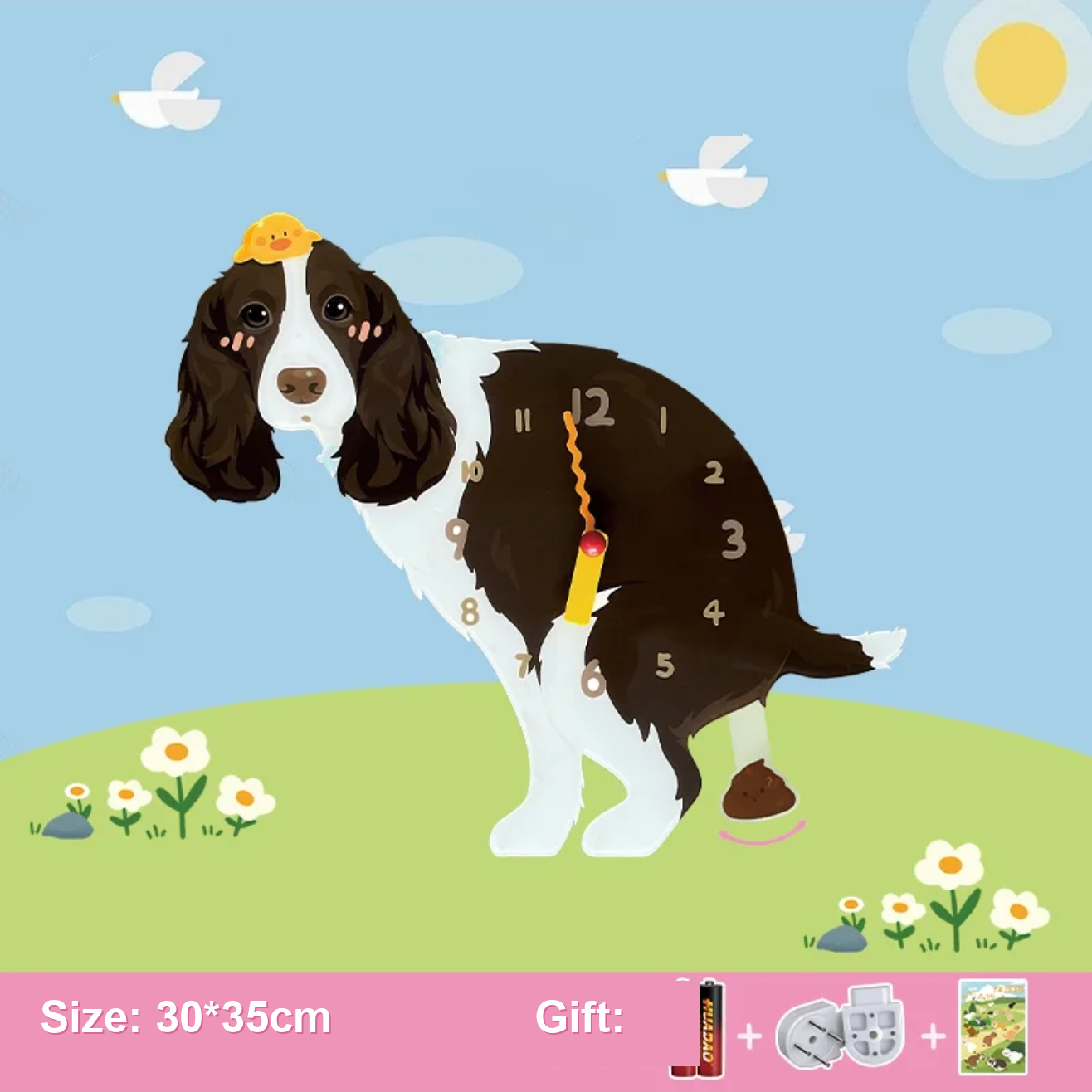Dog Wall Clock / Pendulum Clock / Pet Shaped Decorative Wall Clock / Battery Operated Animal Clock / Home Living Room Bedroom Office Decor
