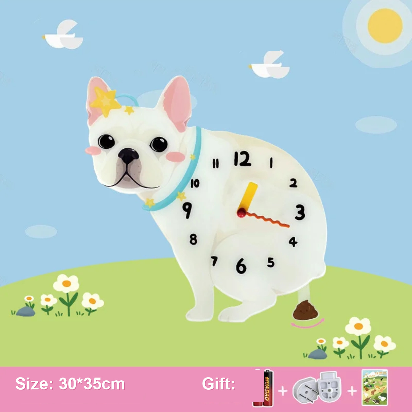 Dog Wall Clock / Pendulum Clock / Pet Shaped Decorative Wall Clock / Battery Operated Animal Clock / Home Living Room Bedroom Office Decor