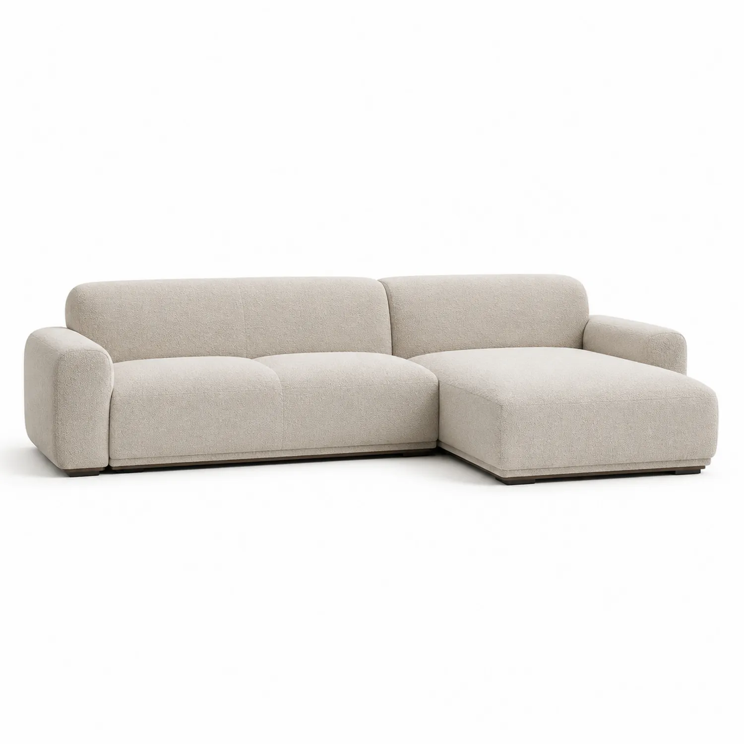 Divano angolare in tessuto poliestere beige L260cm