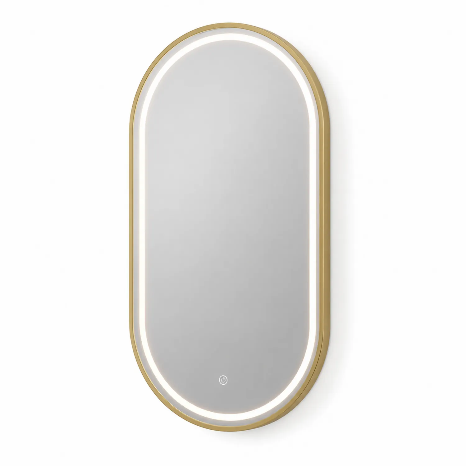 Specchio Ovale da Bagno con LED e Cornice Oro