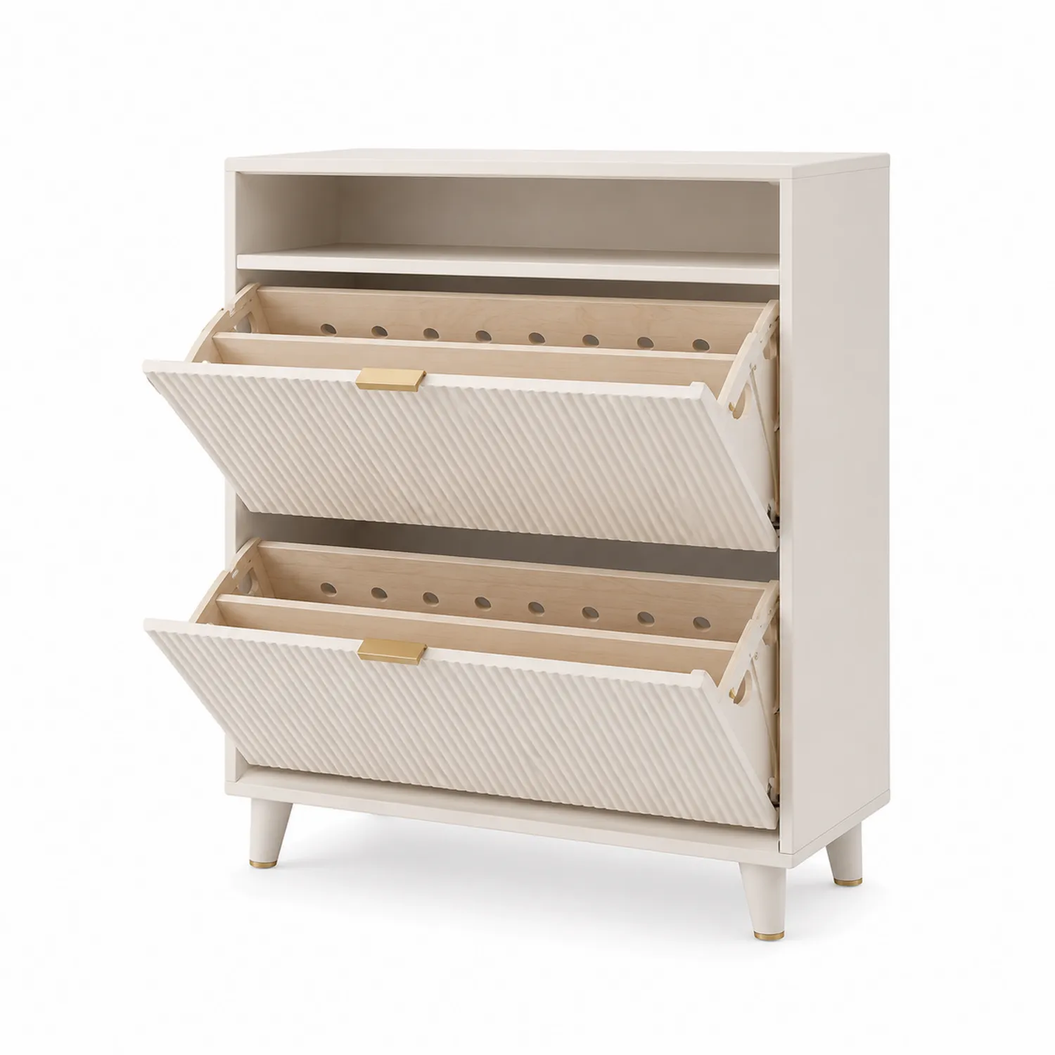 Scarpiera in MDF Bianco con Due Cassetti