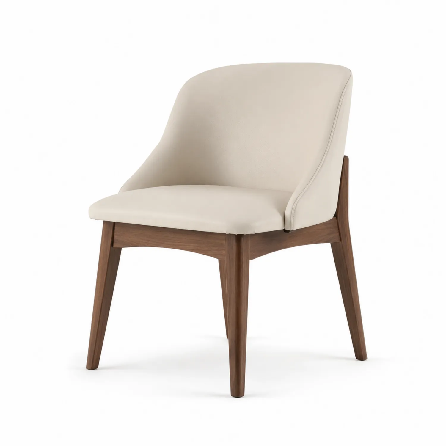 Sedia in legno e similpelle beige