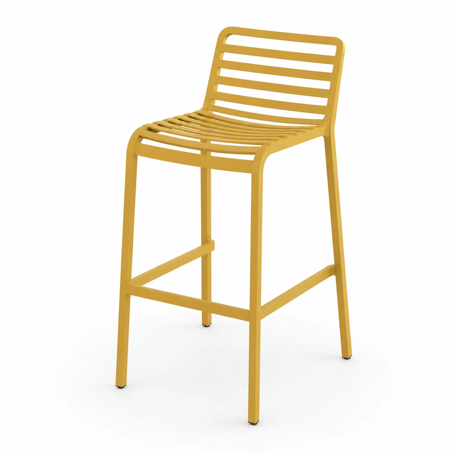 Sgabello da bar in Metallo Giallo con Schienale a Stecche 110x45x55 cm