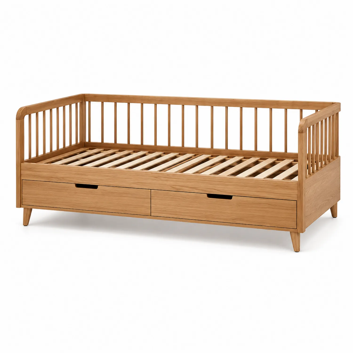 Letto in legno di faggio con cassetti integrati