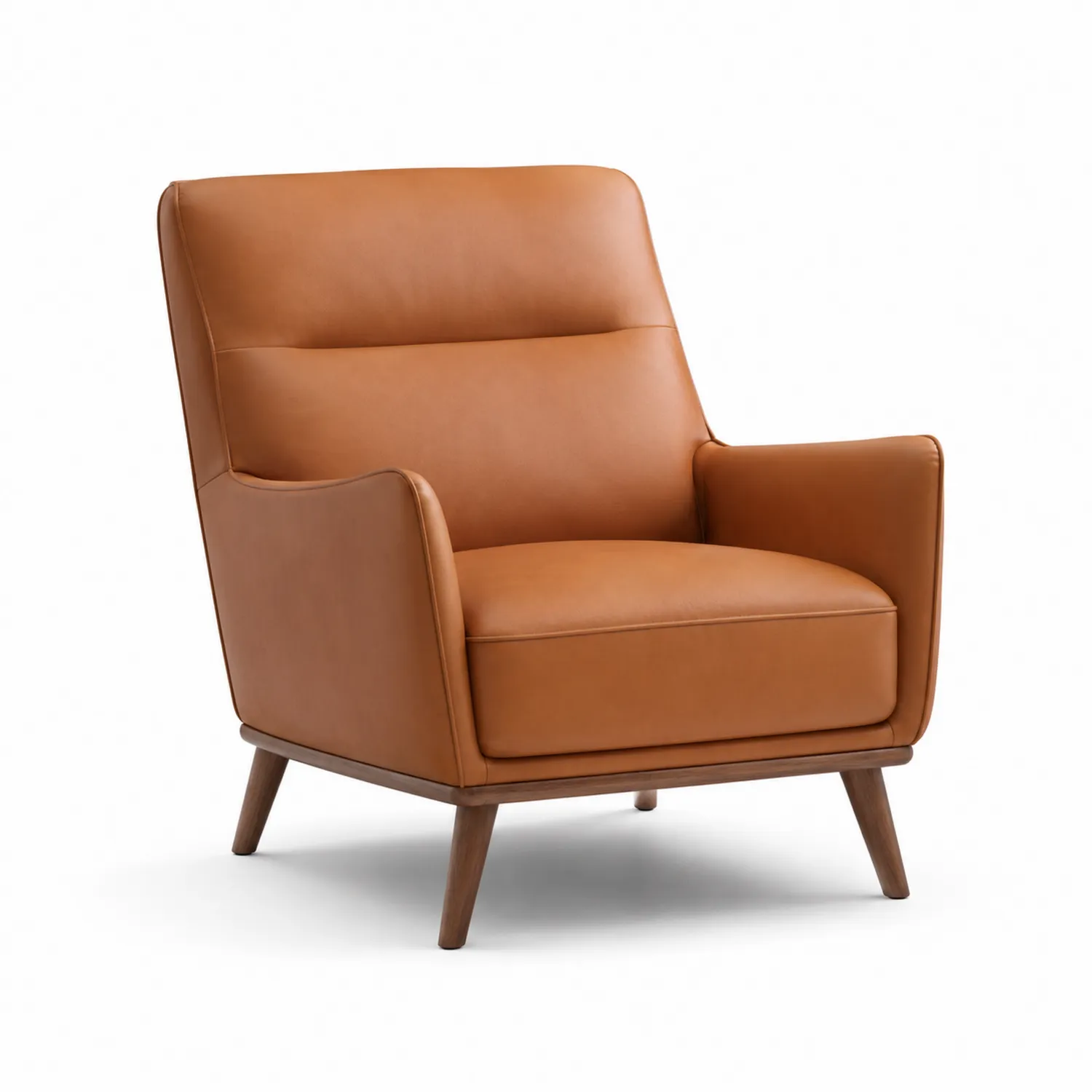 Poltrona in Pelle Sintetica Arancione con Gambe in Legno