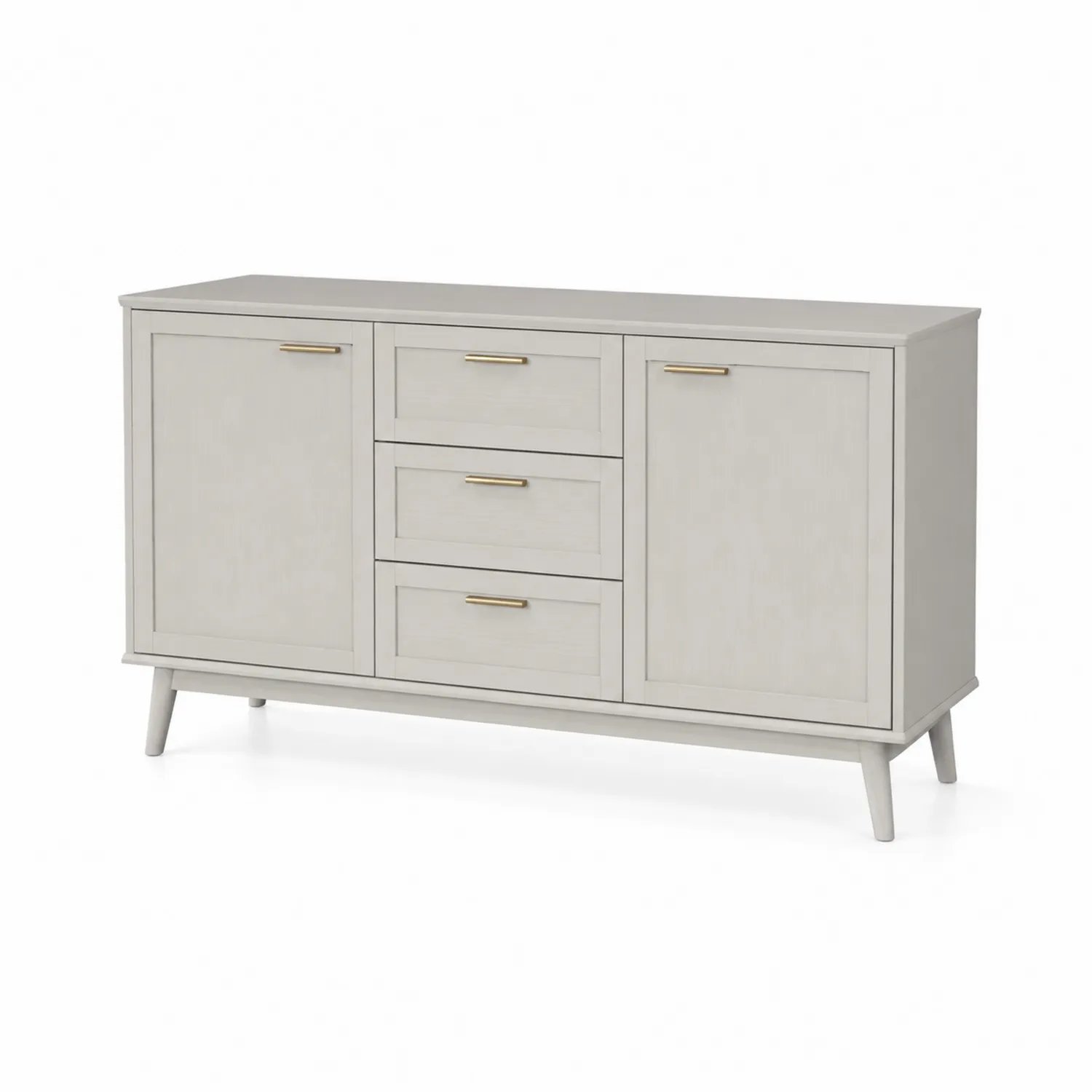 Credenza in MDF con 2 Ante e 3 Cassetti Bianco