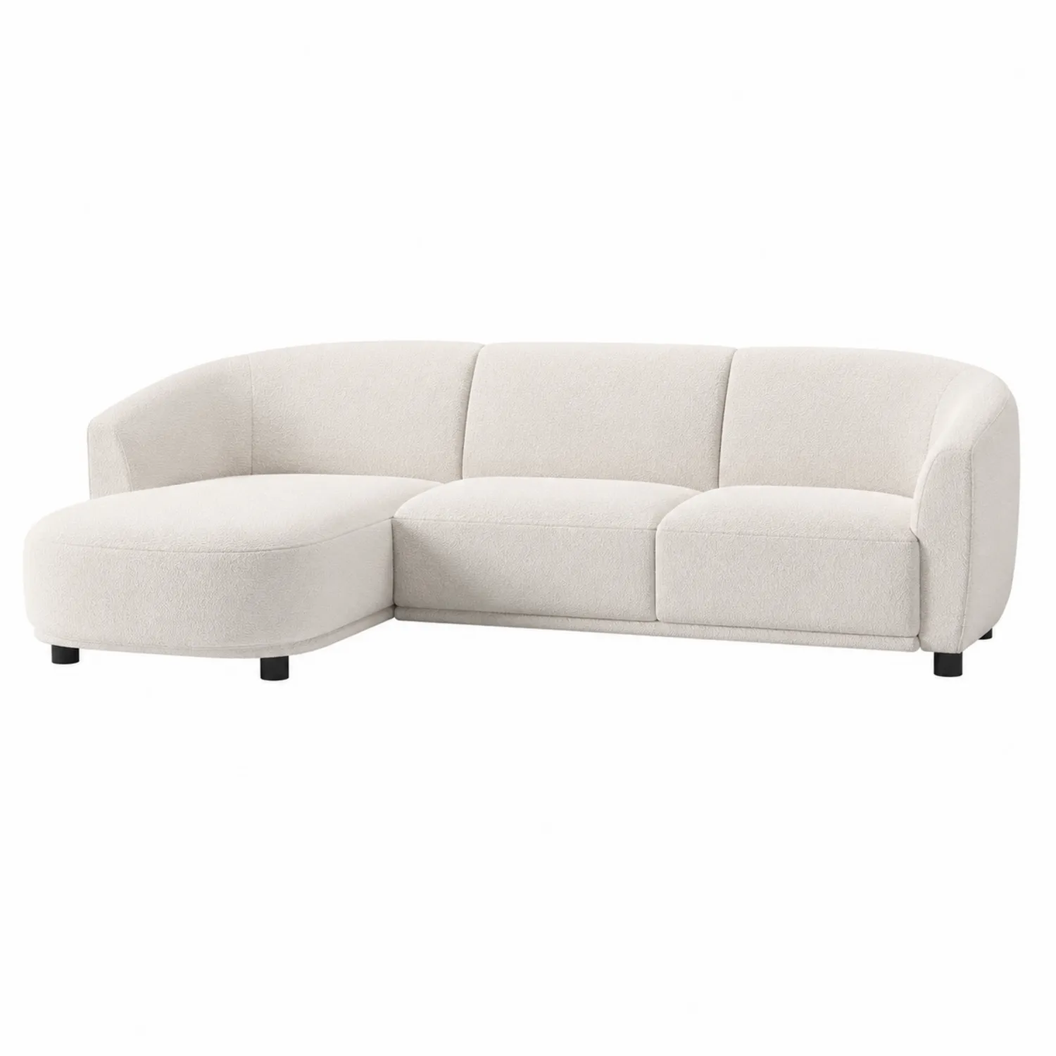 Divano angolare beige in tessuto poliestere con struttura in legno