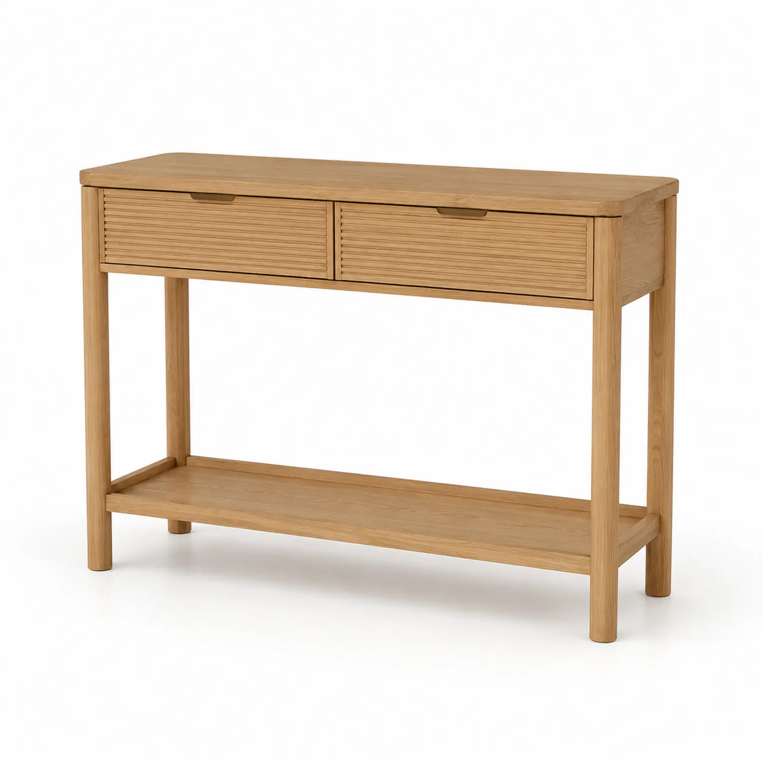 Consolle in legno di quercia con cassetti e ripiano