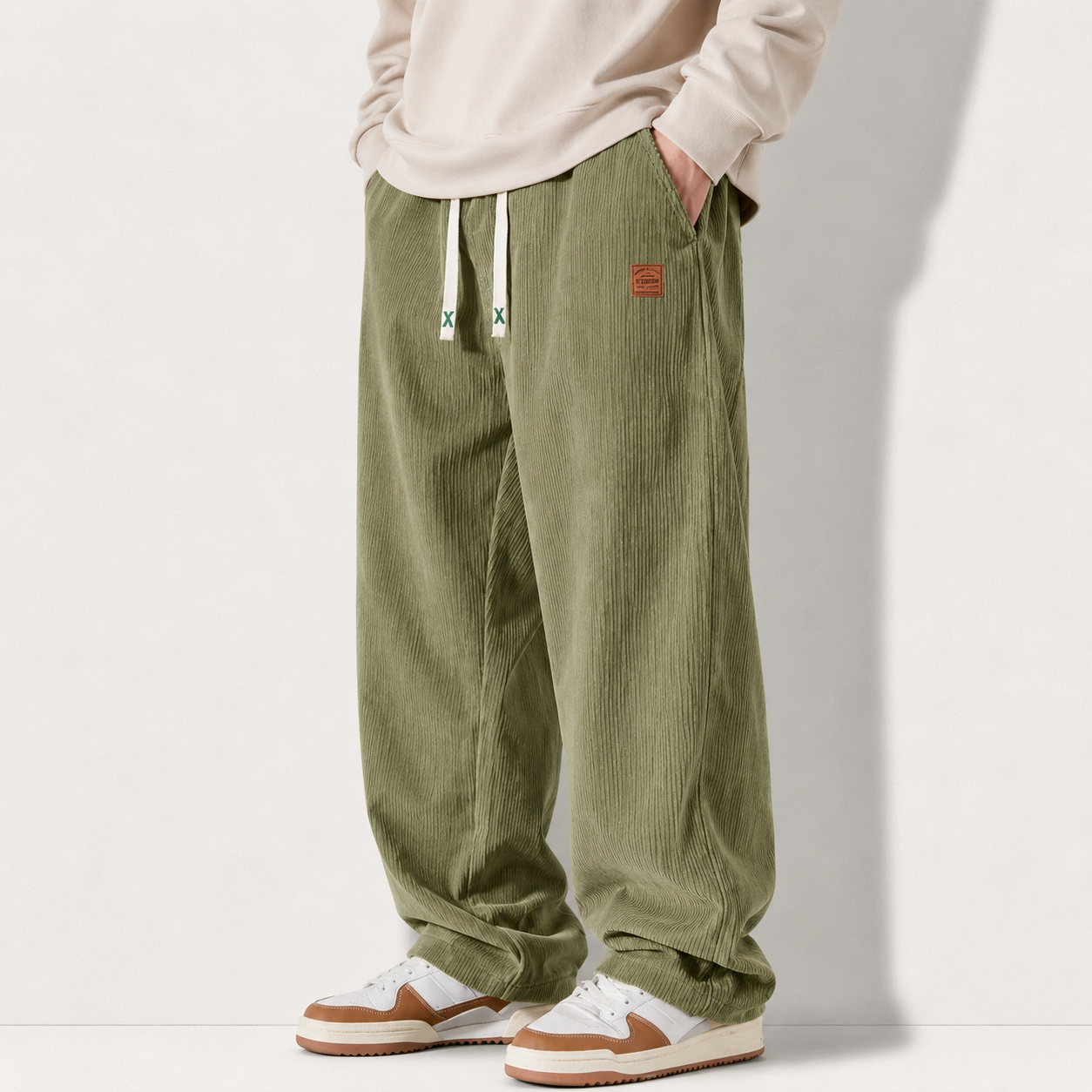 Men's Corduroy Straight-Leg Sweatpants