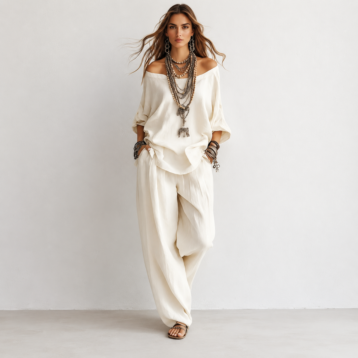 New Women's Cotton-Linen Set