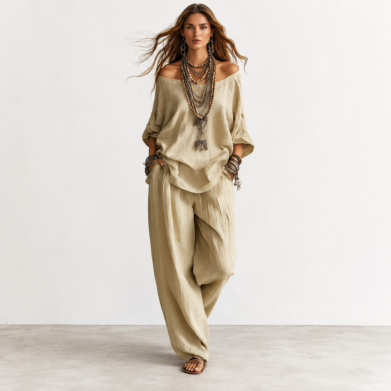 New Women's Cotton-Linen Set