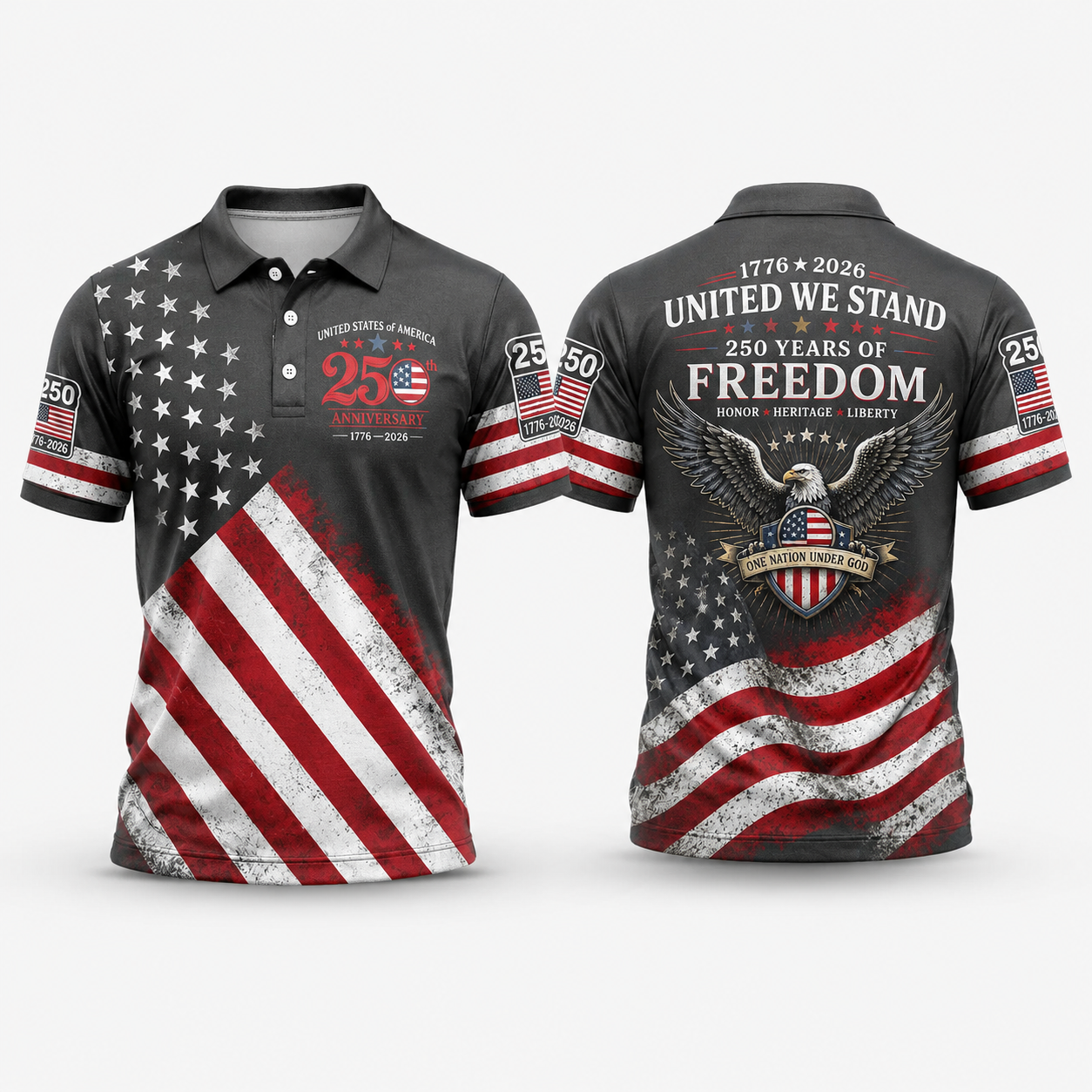 🔥49% off-Patriotic American Flag Polo Shirt for Men, 250th Anniversary 1776-2026