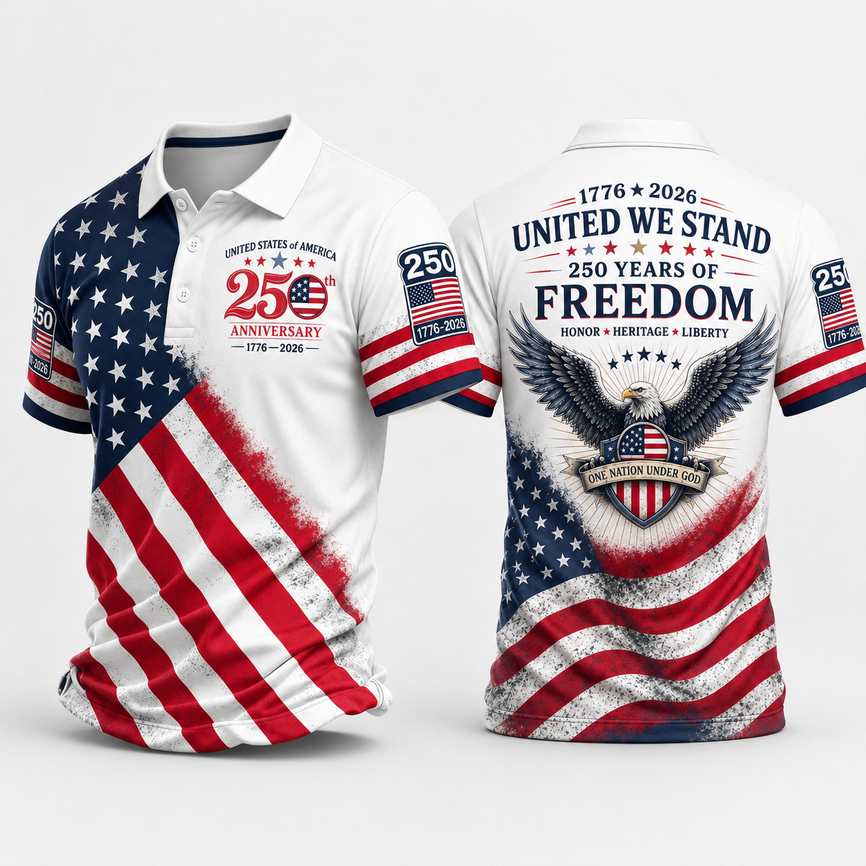🔥49% off-Patriotic American Flag Polo Shirt for Men, 250th Anniversary 1776-2026