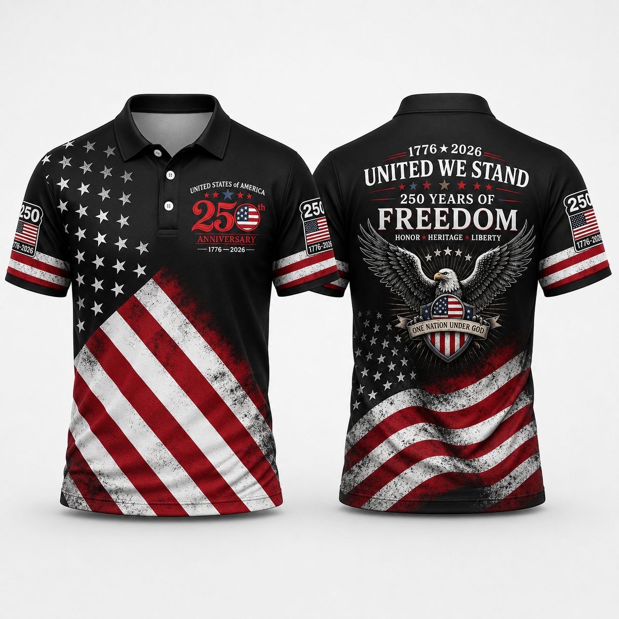 🔥49% off-Patriotic American Flag Polo Shirt for Men, 250th Anniversary 1776-2026