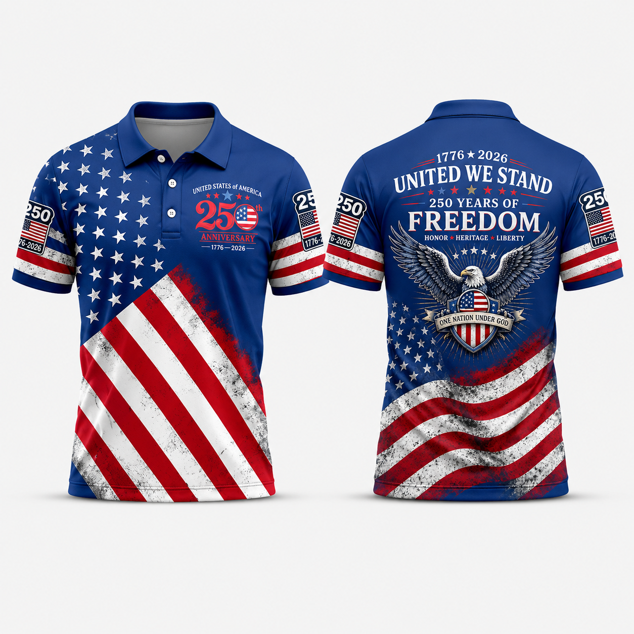 🔥49% off-Patriotic American Flag Polo Shirt for Men, 250th Anniversary 1776-2026