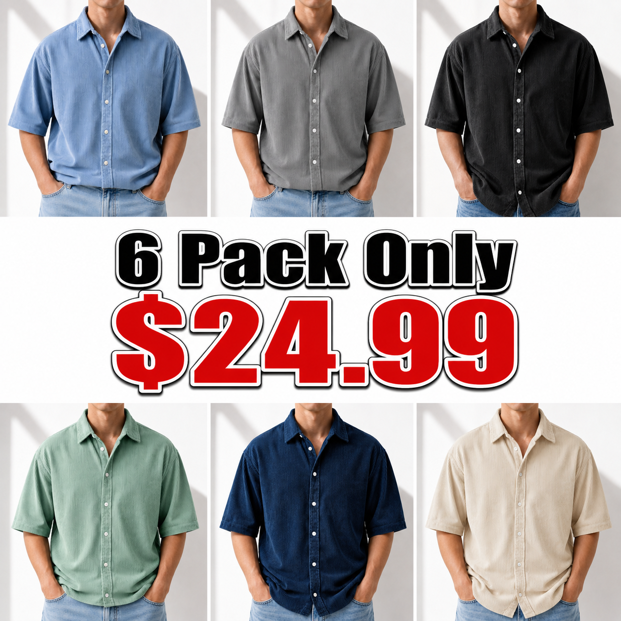 Men's Retro Corduroy Polo Shirt – Relaxed Fit Solid Color Vintage Casual Top