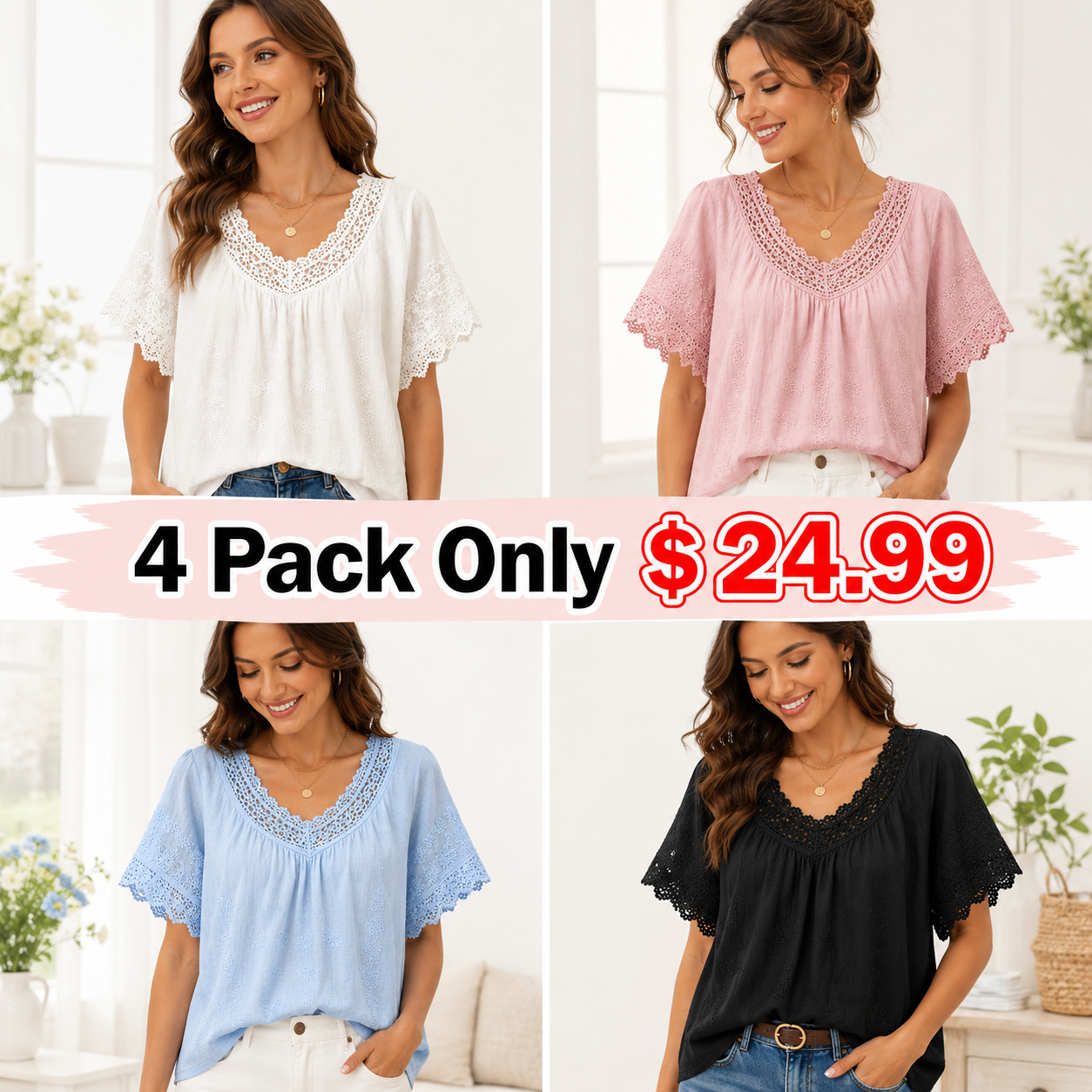 🔥CLEARANCE SALE🔥 Vintage Lace Summer Blouse