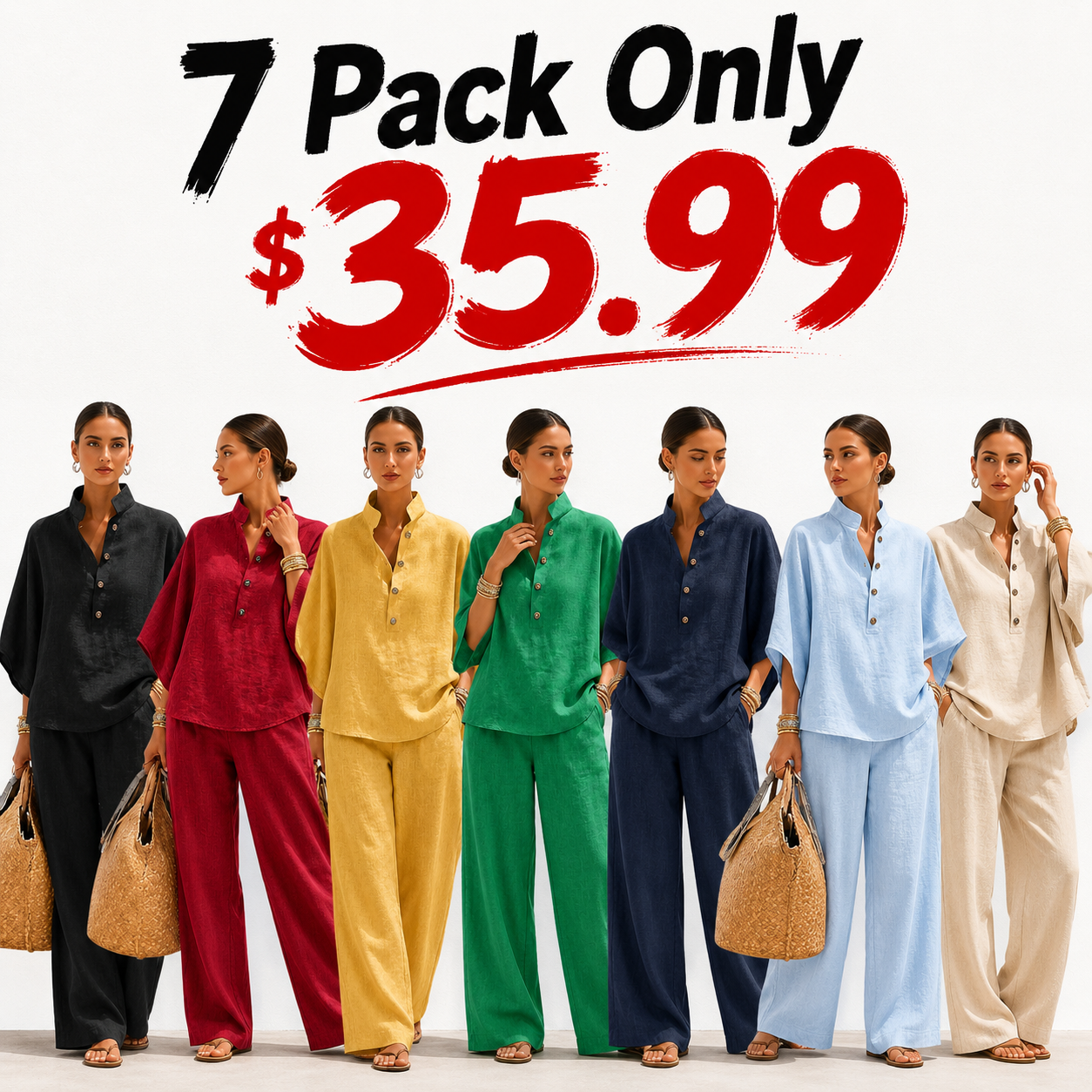 🔥Last Day OFF🔥Women's Batwing Sleeve Two-Piece Set – Casual Shirt & Wide Leg Pants Outfit