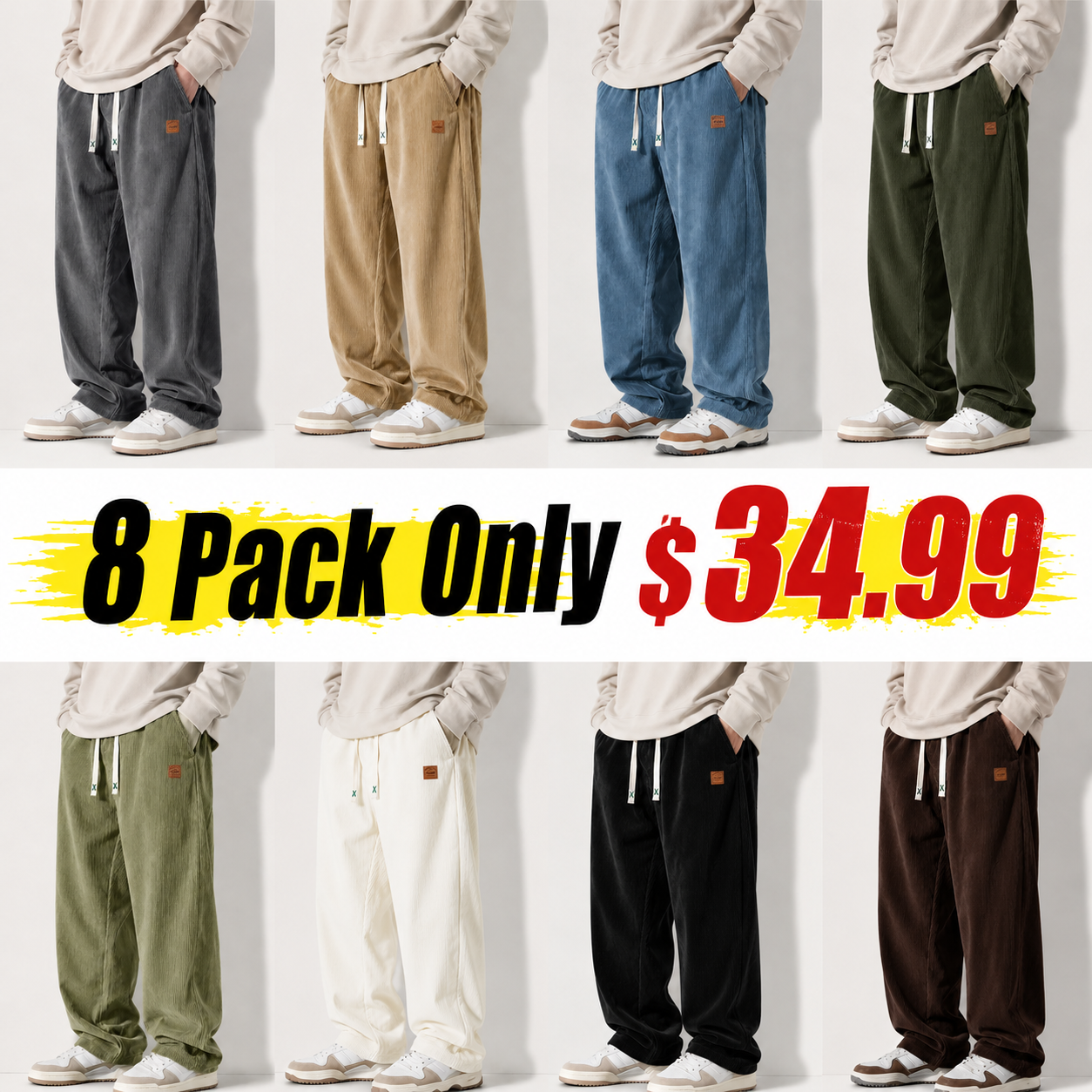 Men's Corduroy Straight-Leg Sweatpants