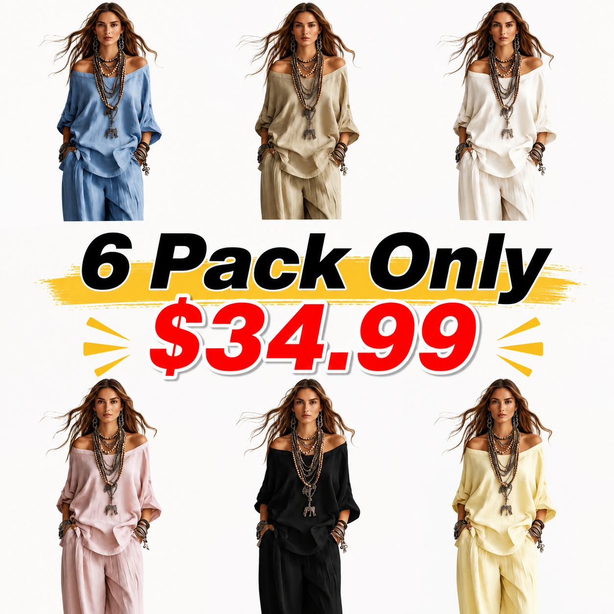 New Women's Cotton-Linen Set