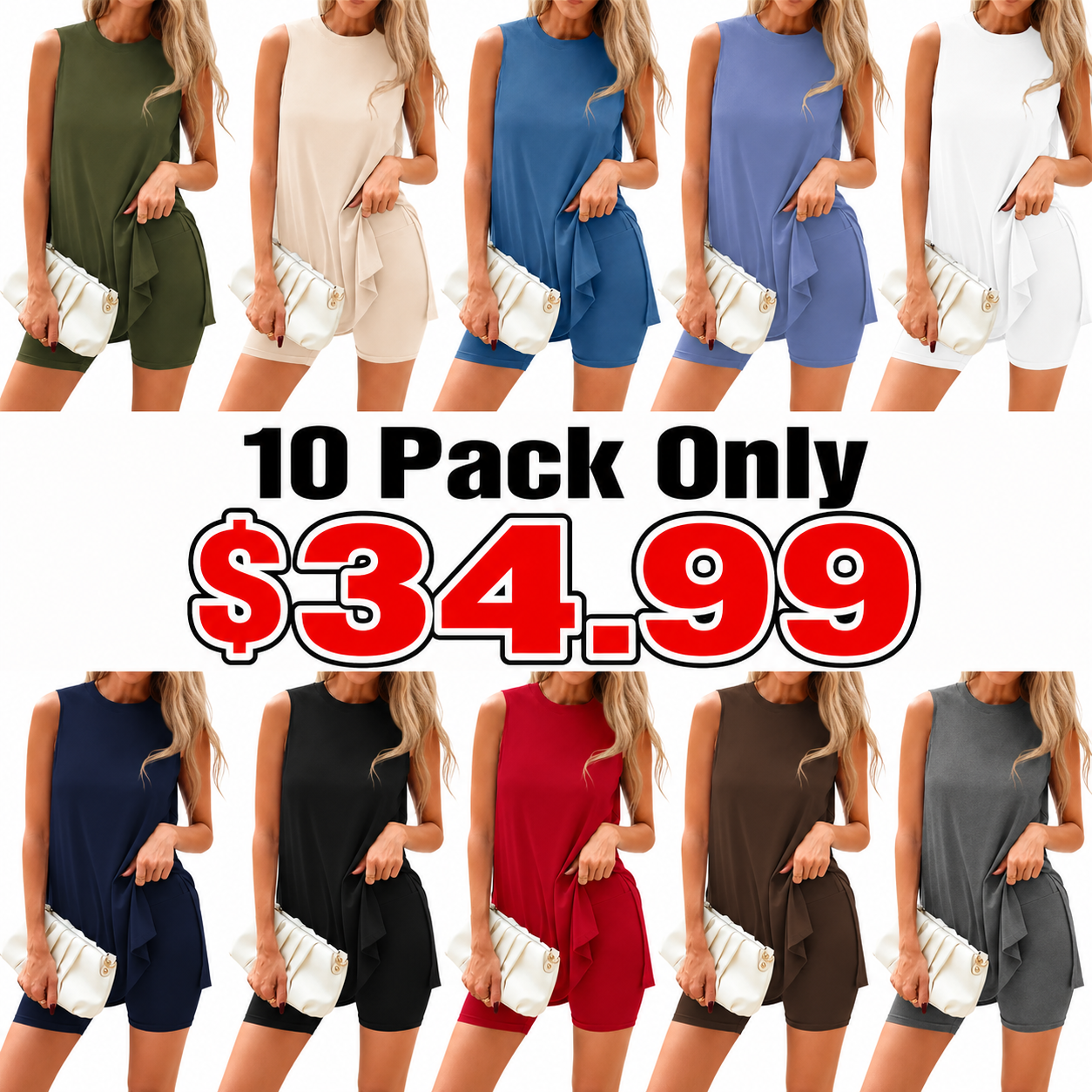 Women's 2 Piece Sets Summer Matching Lounge Shorts Set