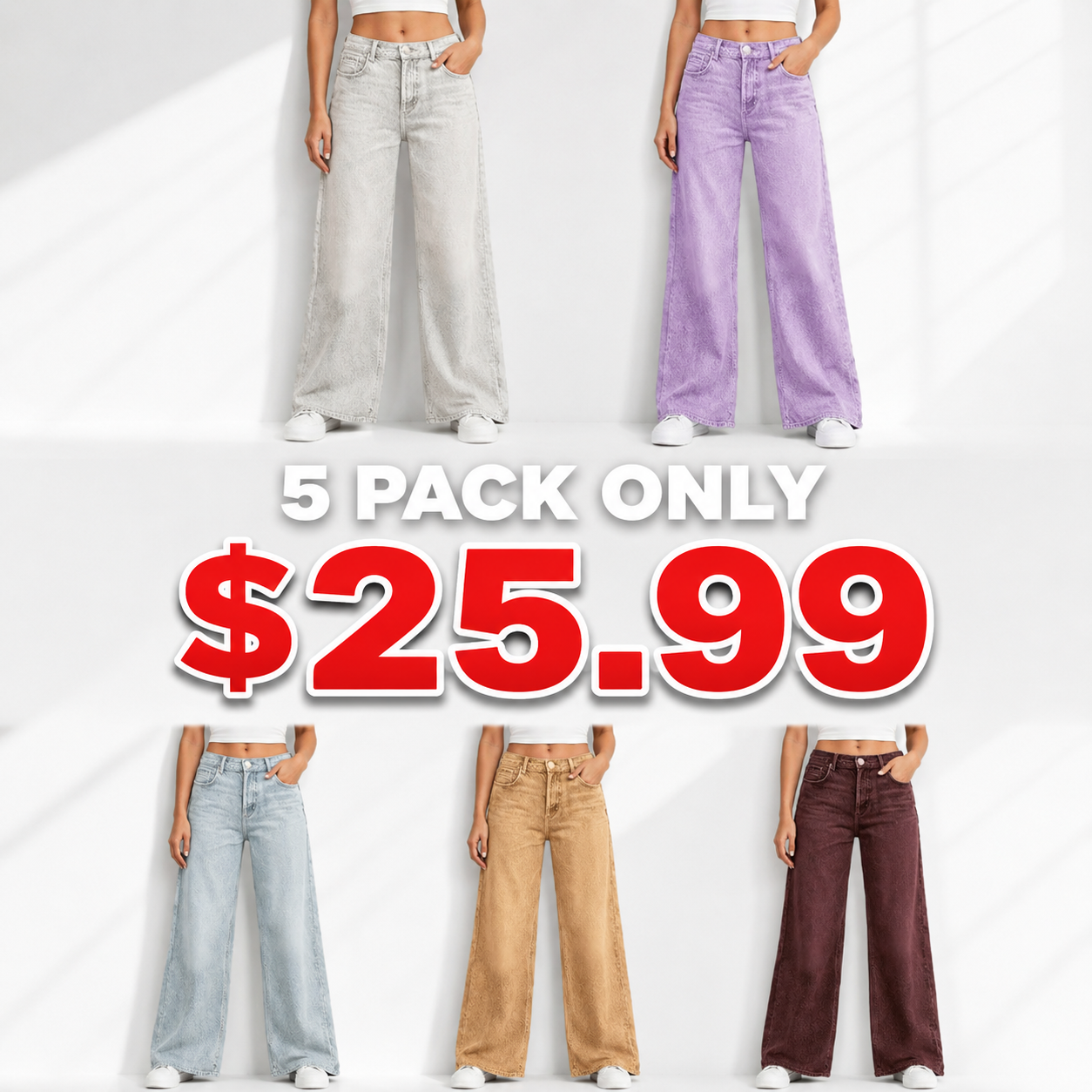 Women's Sweatpant Jeans Print Denim Sweatpants High Waisted Full-Length Wide Leg Pants Baggy Comfort Faux Jeans