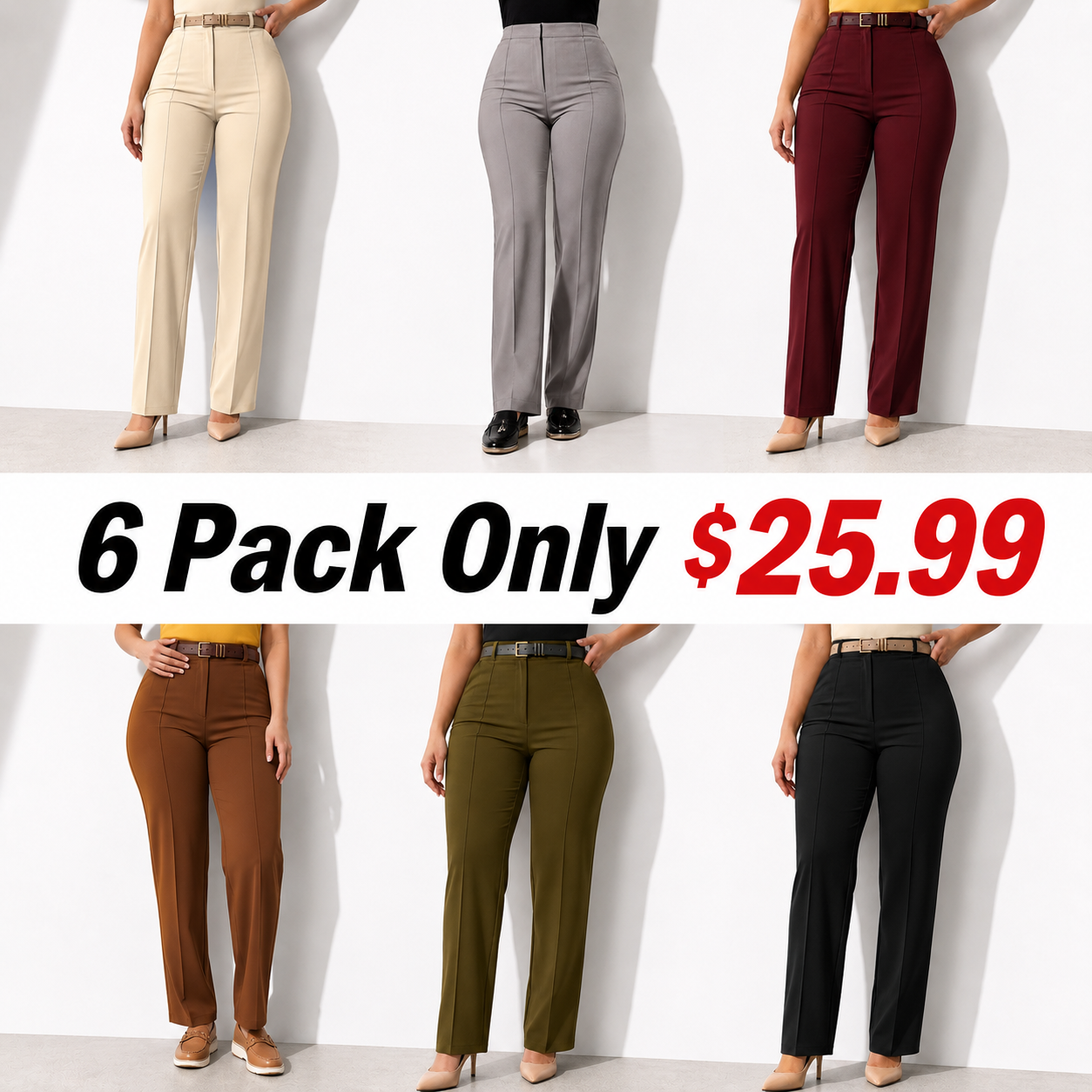 Work Pants for Women High Waist Straight Leg Work Pants Business Casual Trousers