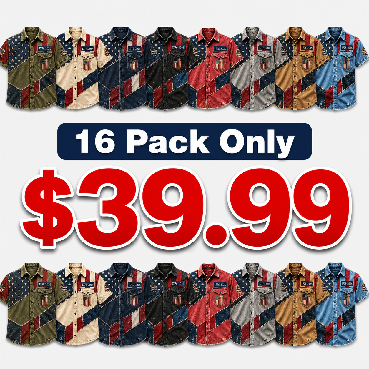 Men's USA 1776-2026 250th Anniversary Vintage Flag Patchwork Short-Sleeve Button-Down Shirt - Distressed Denim Style