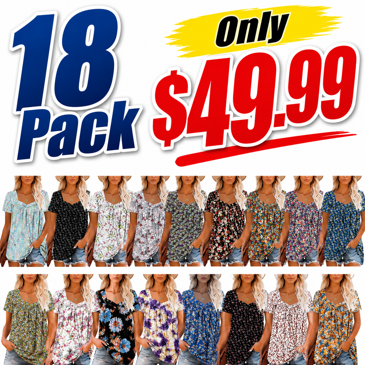 Hot Sale-Women's Summer Pleated Printed Short-Sleeves