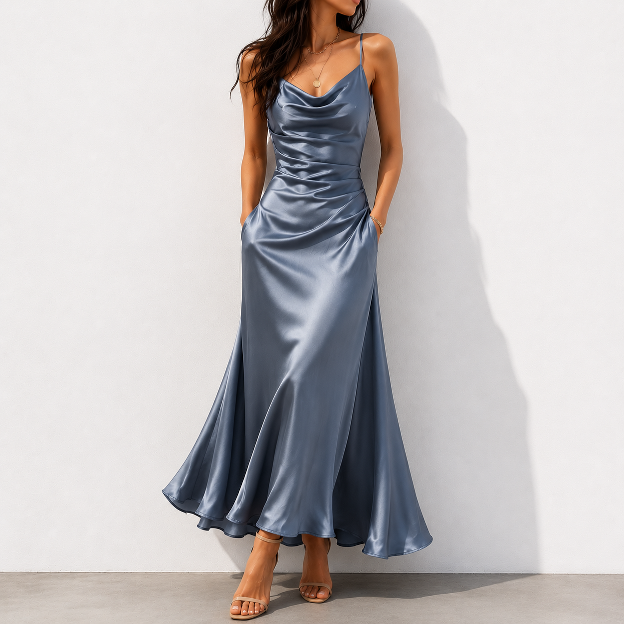 Elegant And Flowing Watercolor-print Dress