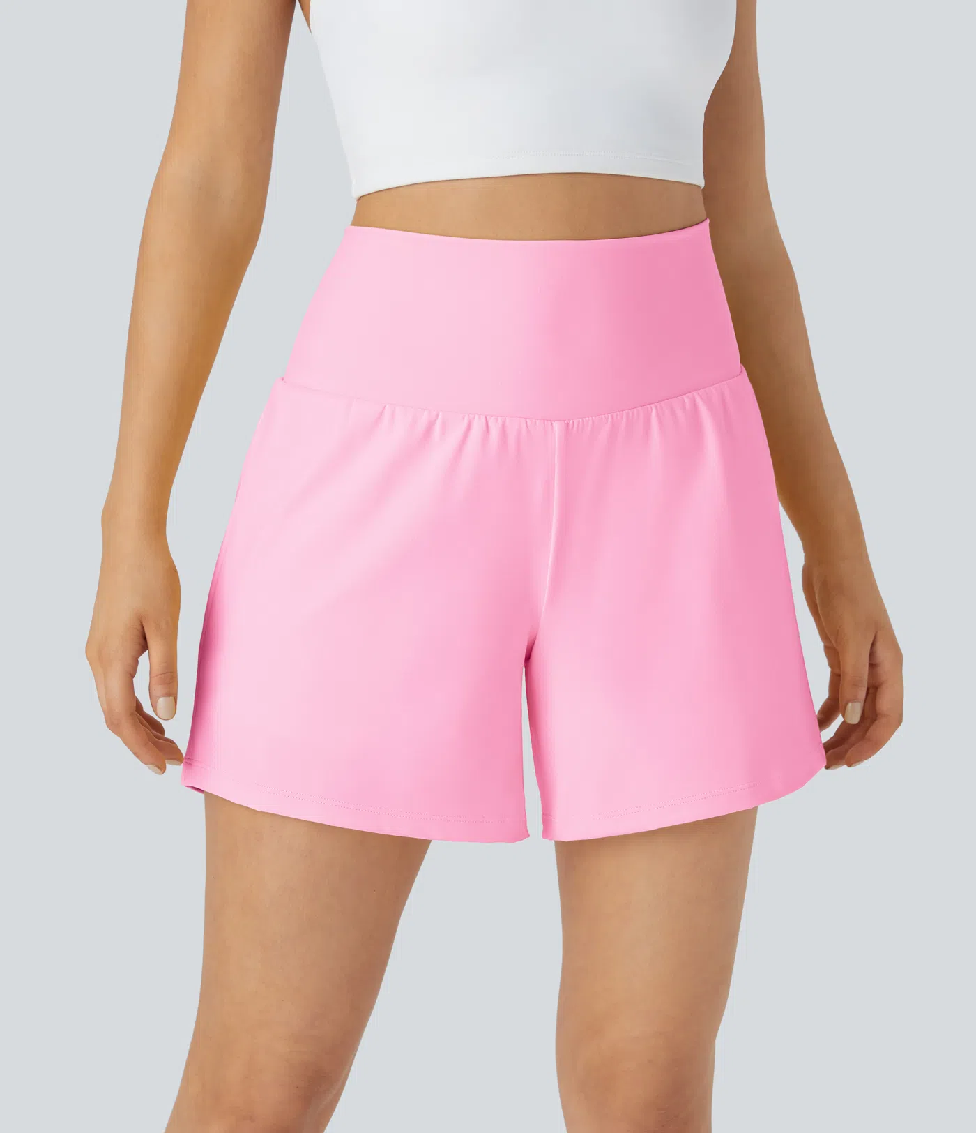 Airy Super High Waisted 2-in-1 Cool Touch Yoga Shorts 5'' with Pockets-Longer Length
