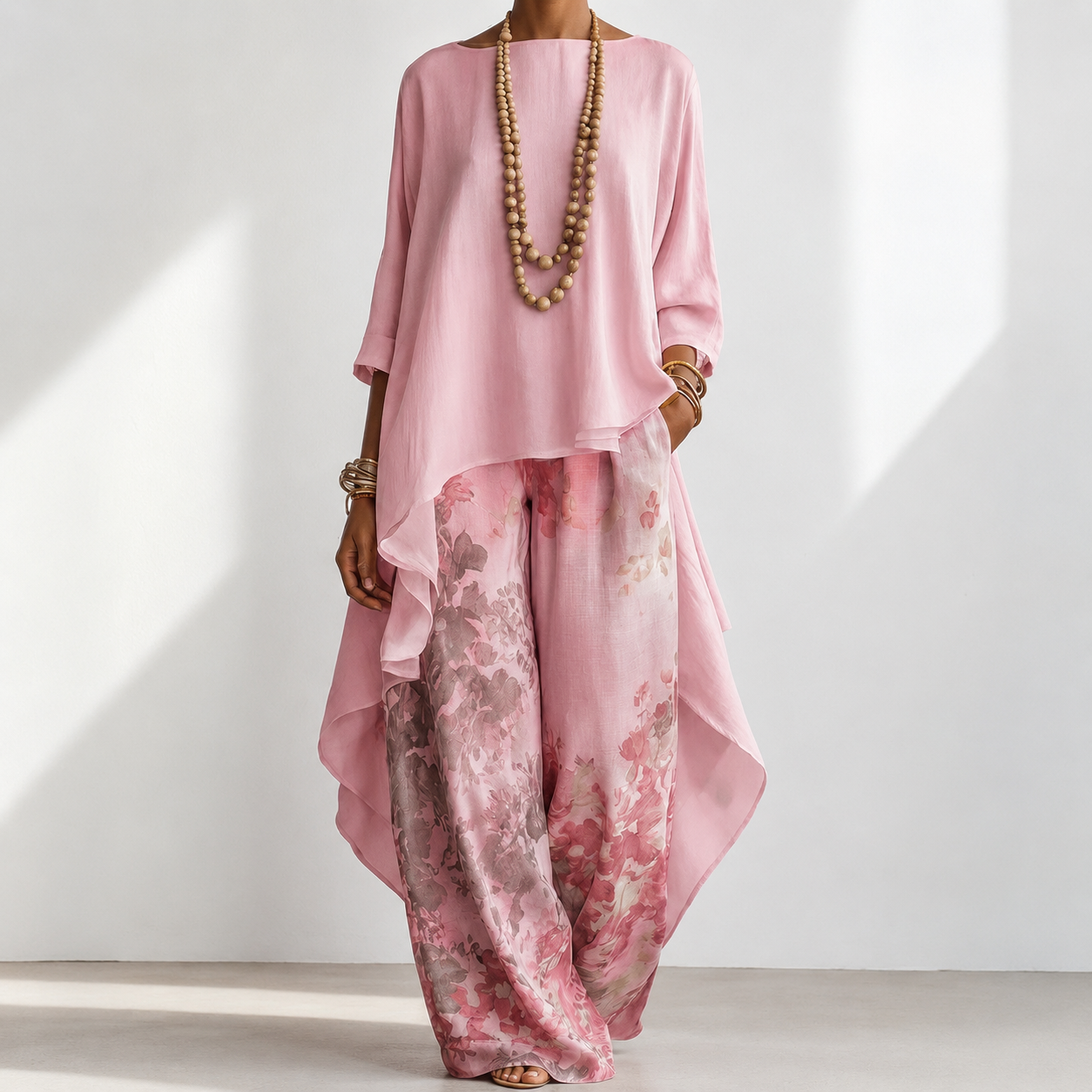Casual Cotton-Linen Floral Vacation Set