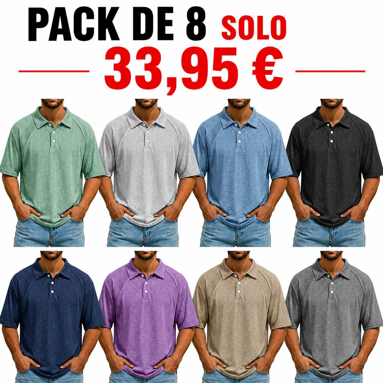 ✨ ¡Más vendido! Polo casual para hombre con mangas raglán, cuello clásico y manga corta con botones