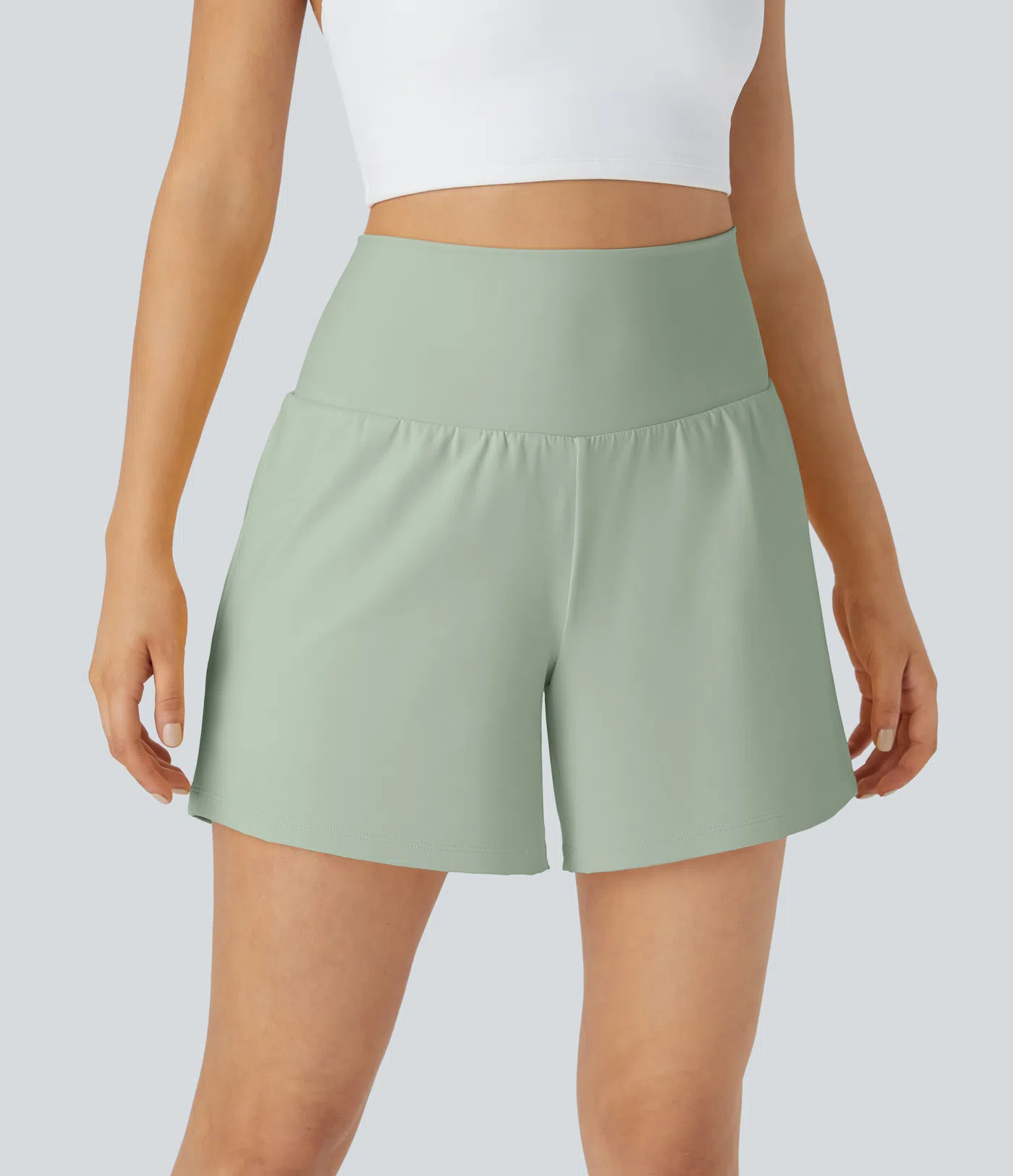 Airy Super High Waisted 2-in-1 Cool Touch Yoga Shorts 5'' with Pockets-Longer Length