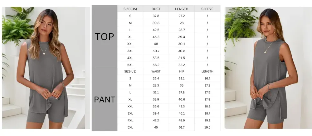 Women's 2 Piece Sets Summer Matching Lounge Shorts Set