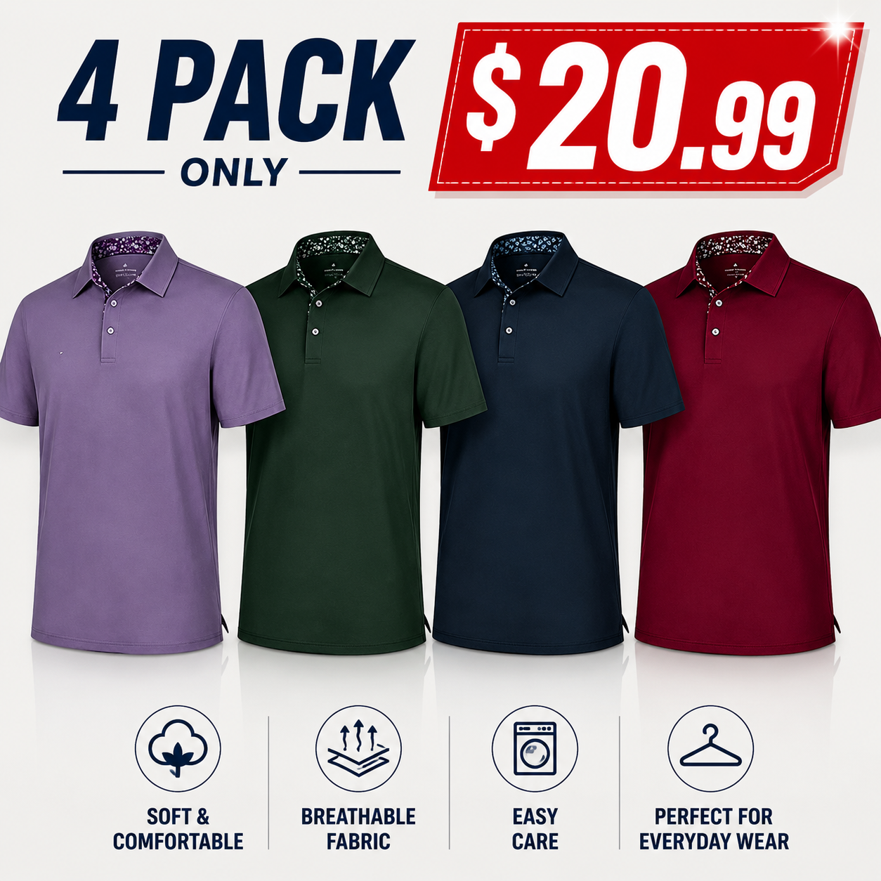 Men’s Polo Shirts - Soft Cotton, Short Sleeve Comfort