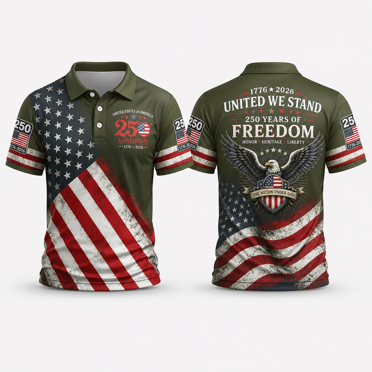 🔥49% off-Patriotic American Flag Polo Shirt for Men, 250th Anniversary 1776-2026