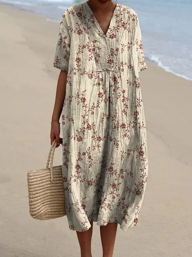 Women's Abstract Pattern Art Print Cotton Dress-1