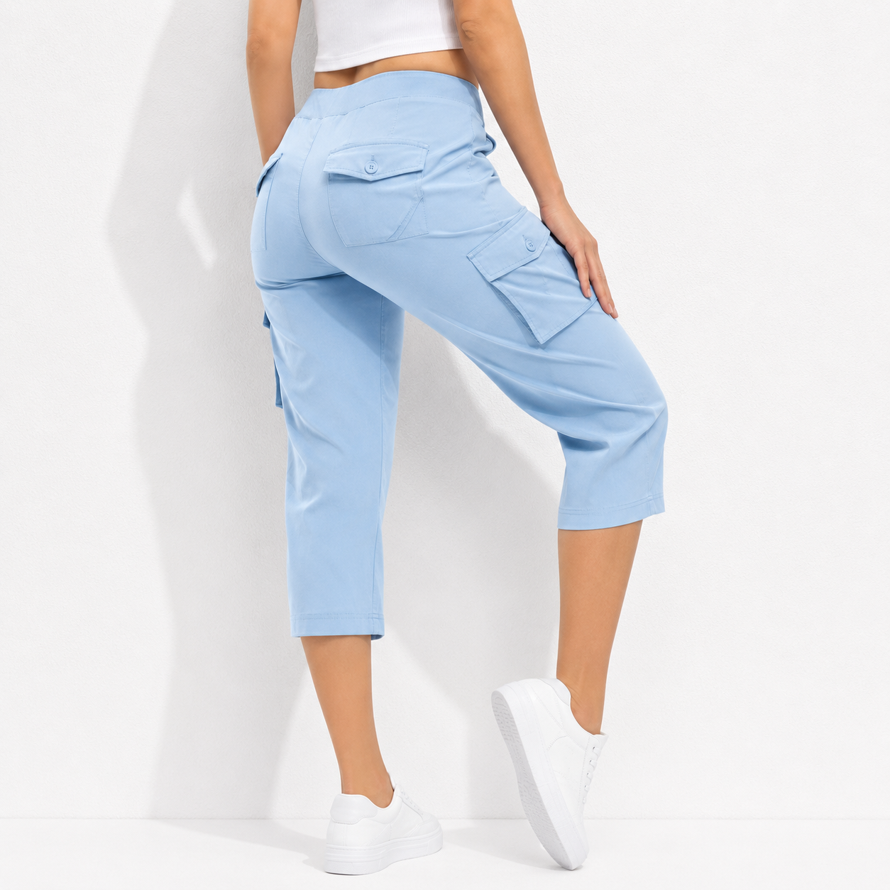 🔥8-Pack Women's Lightweight Cargo Capris – Multi-Pocket Casual Capris (All Colors)
