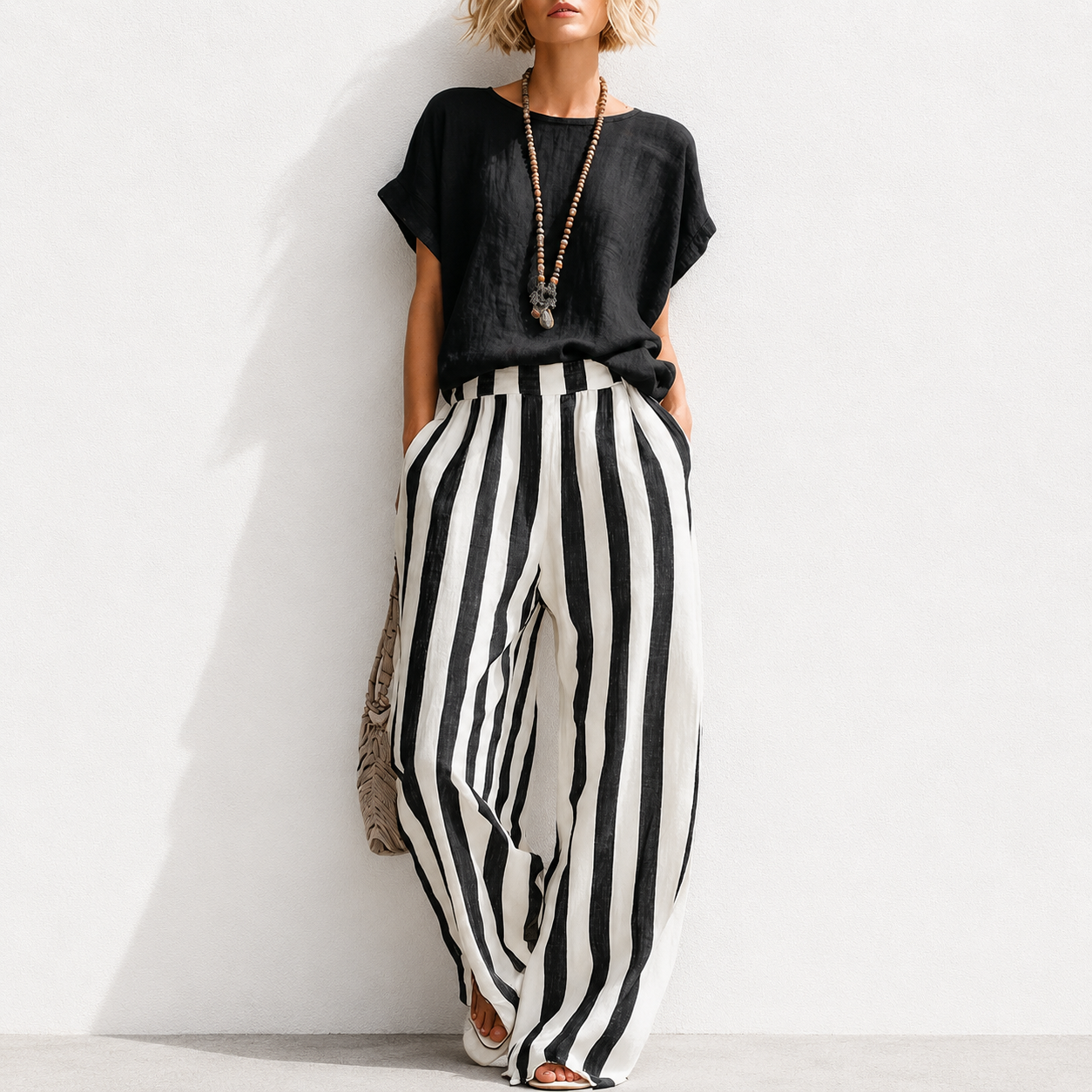 New Arrivals🔥 Cozy Loose-fit Striped Cotton Linen Two-piece Set