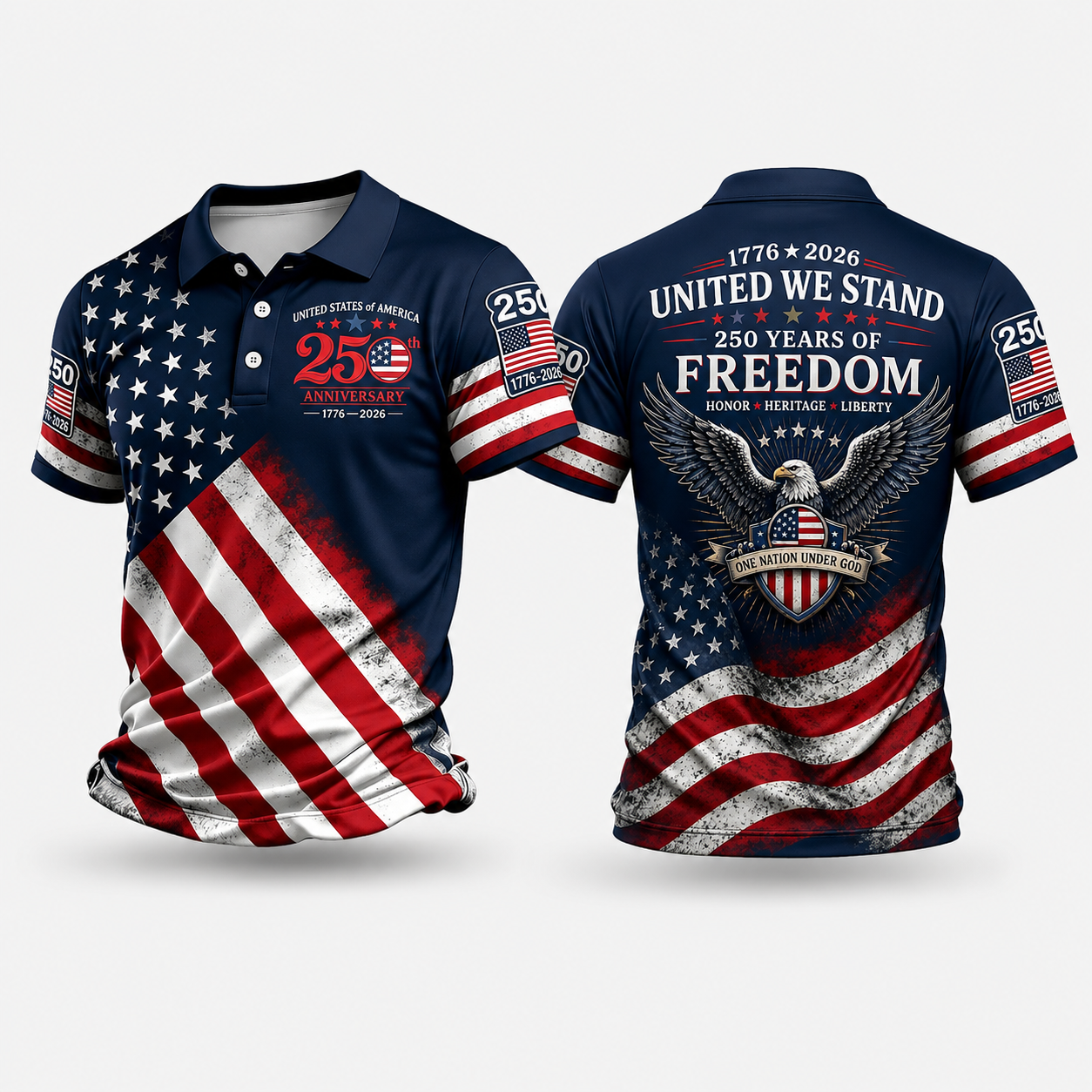 🔥49% off-Patriotic American Flag Polo Shirt for Men, 250th Anniversary 1776-2026
